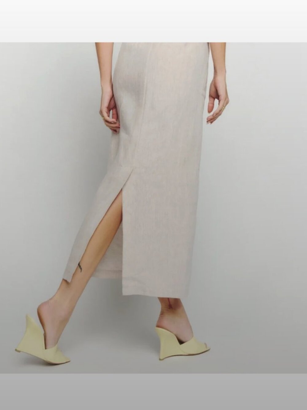 Reformation Gia Linen Skirt Natural - Size 0 - Picture 3 of 5